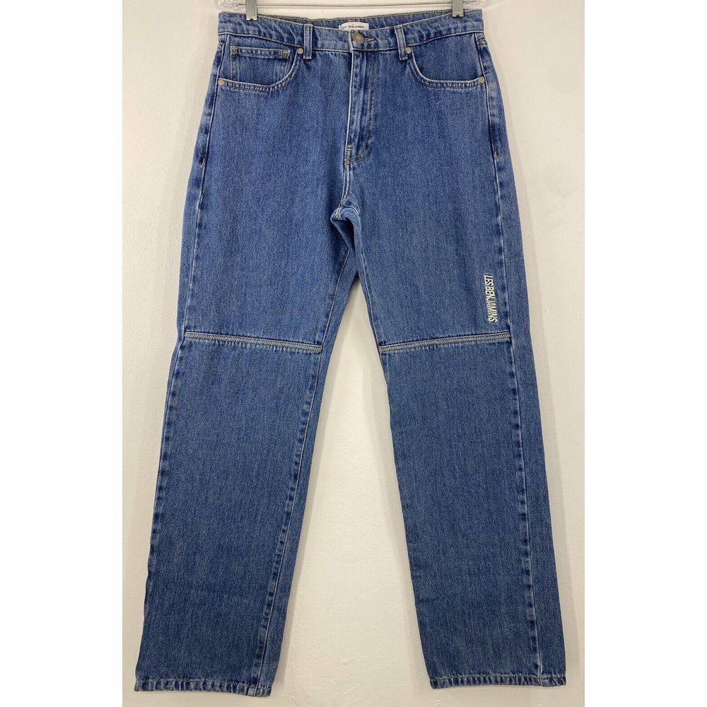 Les‎ Benjamins Denim Jeans Woman's 31x31.5 Tagged (28) Embroidered Spell Out